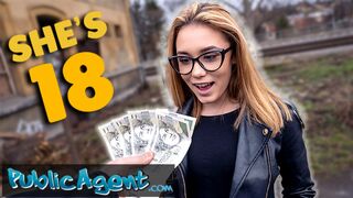Public Agent – She is just 18 but she knows how to suck and fuck a big dick in a basement